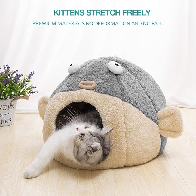 Adorable Two - fish - shaped 2 - in - 1 Cat Bed - A Dreamy Home for Cats