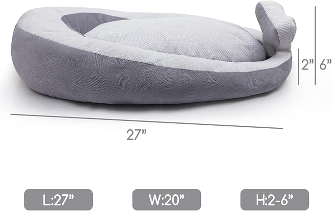 Heart-Shaped Pet Bed – 27" Soft Low-Edge Cat & Small Dog Cushion with Bow Design