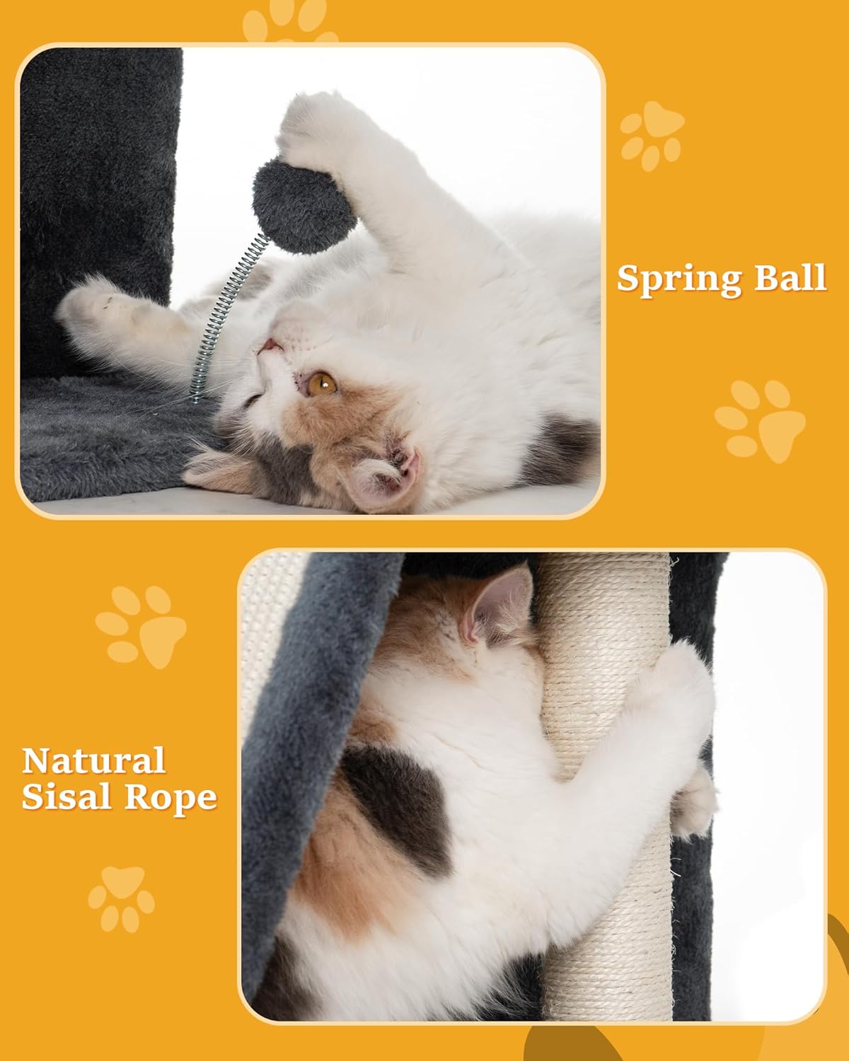 Multi-Functional Cat Condo | Cat Bed Tower with Scratching Ramp & Toy Ball, Holds up to 80 lbs