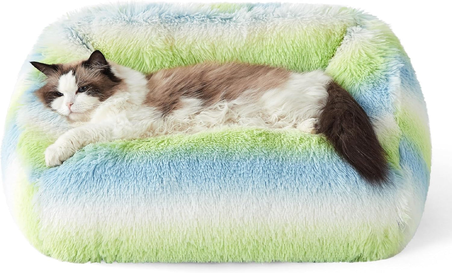 Gradient Plush Cat Bed | Soft Cozy Pet Sofa Bed for Cats & Small Dogs, Washable Anti-Slip Bottom