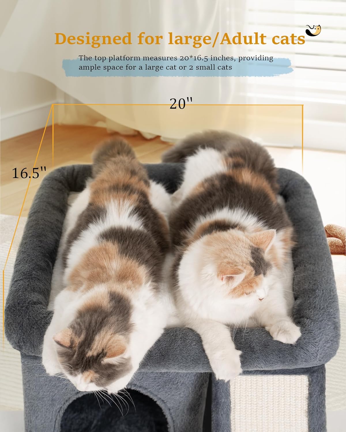Multi-Functional Cat Condo | Cat Bed Tower with Scratching Ramp & Toy Ball, Holds up to 80 lbs