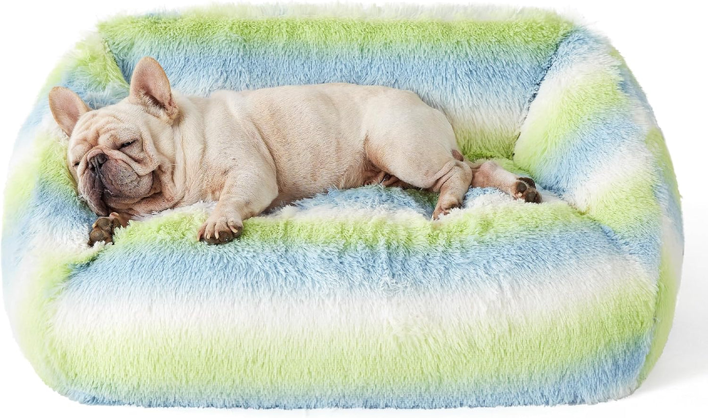 Gradient Plush Cat Bed | Soft Cozy Pet Sofa Bed for Cats & Small Dogs, Washable Anti-Slip Bottom