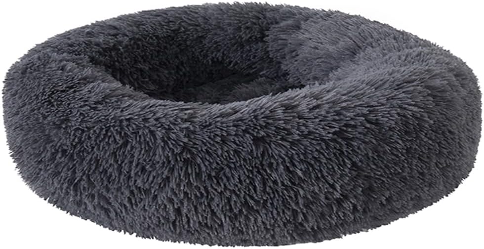 [Comfortable Haven] Dark Gray Long - haired Plush Cat Bed - A Cozy Nest for Cats