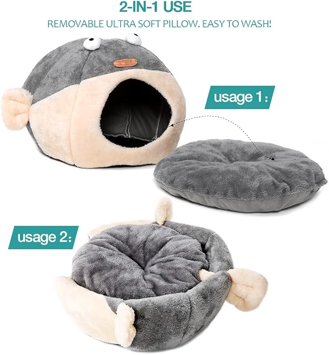 Adorable Two - fish - shaped 2 - in - 1 Cat Bed - A Dreamy Home for Cats