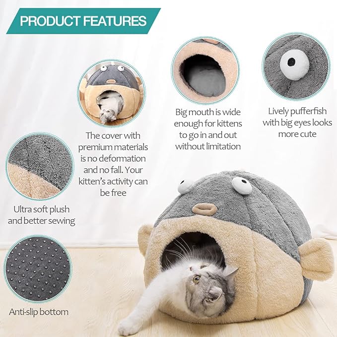 Adorable Two - fish - shaped 2 - in - 1 Cat Bed - A Dreamy Home for Cats