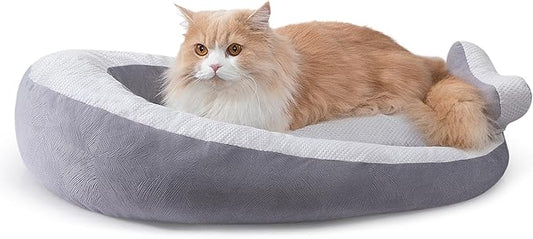 Heart-Shaped Pet Bed – 27" Soft Low-Edge Cat & Small Dog Cushion with Bow Design
