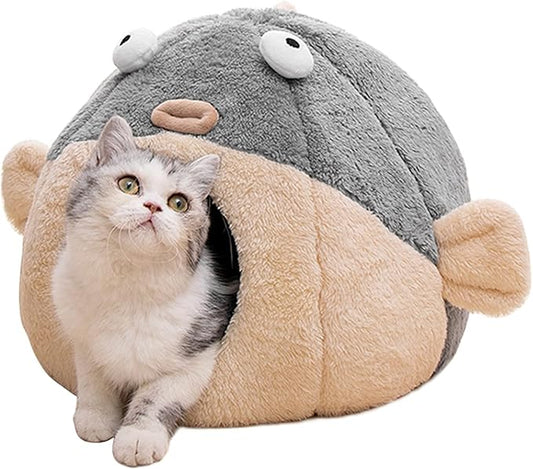 Adorable Two - fish - shaped 2 - in - 1 Cat Bed - A Dreamy Home for Cats