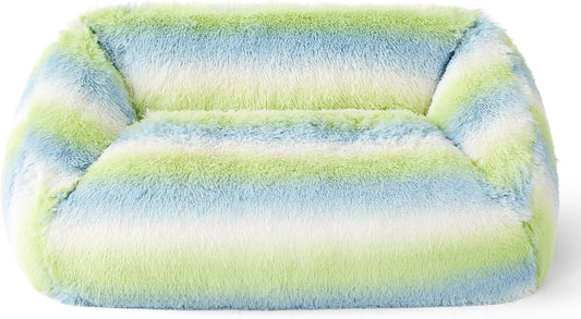 Gradient Plush Cat Bed | Soft Cozy Pet Sofa Bed for Cats & Small Dogs, Washable Anti-Slip Bottom