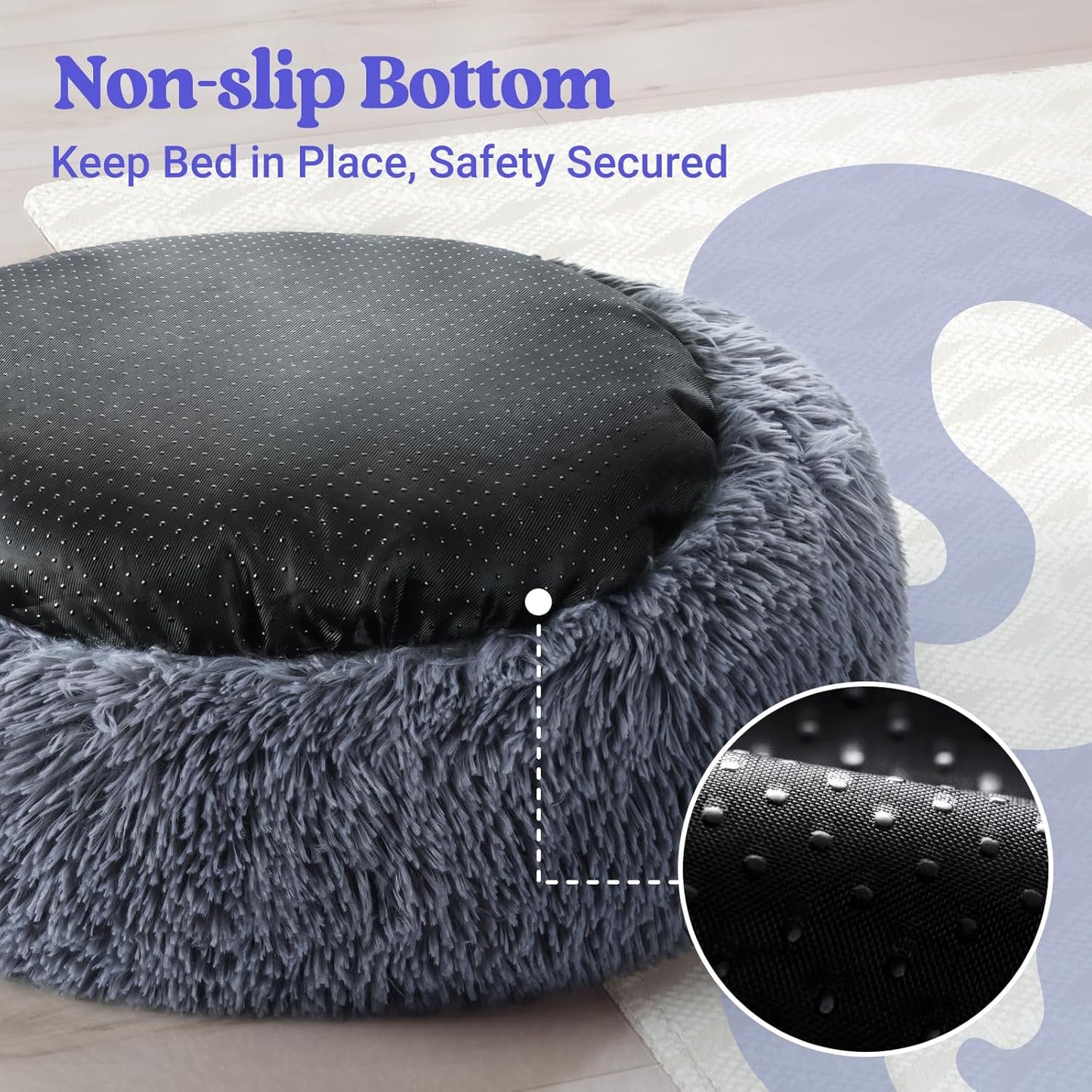 Medium Round Plush Cat Bed | Soft Donut Pet Nest with Non-Slip Base & Washable Design