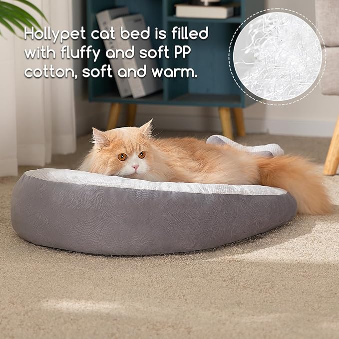 Heart-Shaped Pet Bed – 27" Soft Low-Edge Cat & Small Dog Cushion with Bow Design